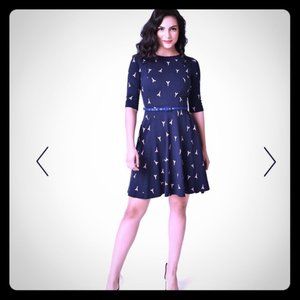 Navy & Pink Eiffel Tower Fit & Flare Dress